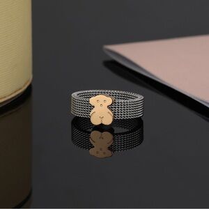 Gold Bear Mesh Ring